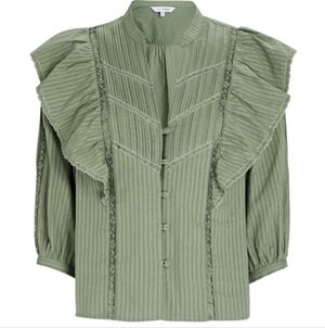 Intermix Sage Green Cotton Frilly Blouse 6